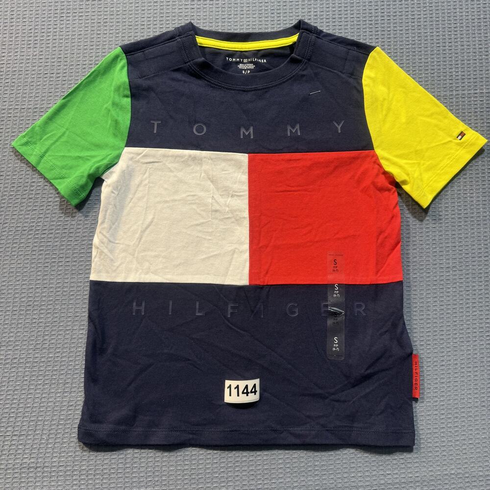 TOMMY HILFIGER MULTICOLOR Boys Tee‎ Sz S Pre-Owned Excellent